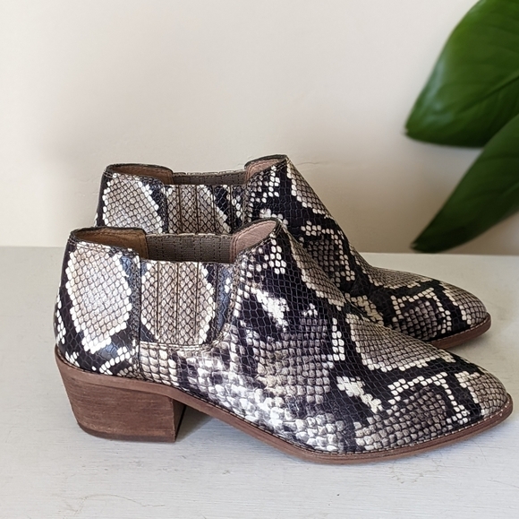 Madewell Sonia Leather Snakeskin Low Chelsea Ankle Boots Booties - Picture 2 of 8